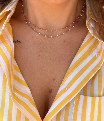 Collier perles acier inoxydable