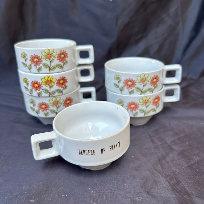 6 tasses à café en grès vintage bergère de France - photo numéro 9