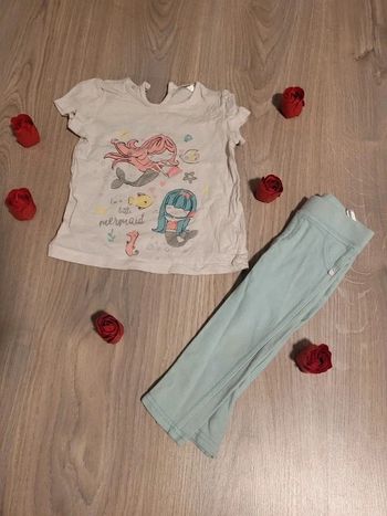 Ensemble fille turquoise et blanc