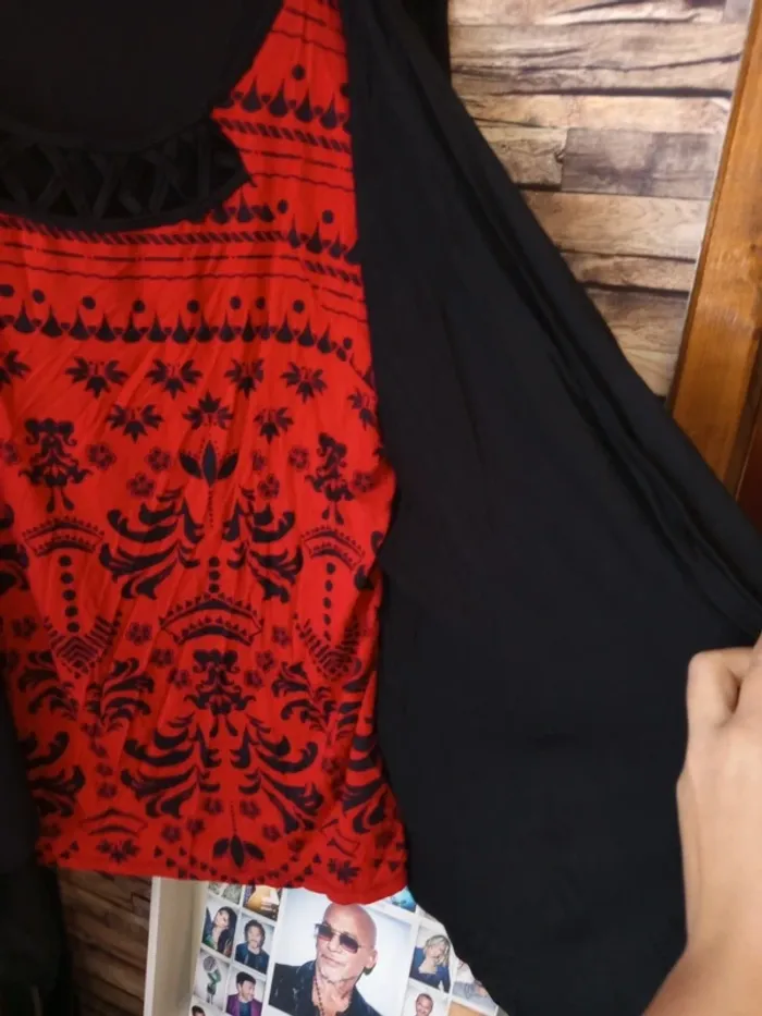 Tshirt avec effet gilet noir et rouge etam - photo numéro 4