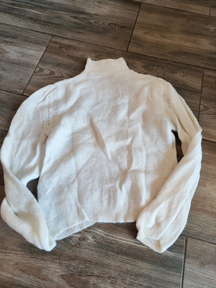Pull blanc col montant Des petits hauts Bisou Taille 1 - photo numéro 3