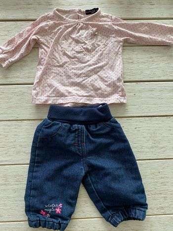 Ensemble bébé fille taille naissance polo + pantalon