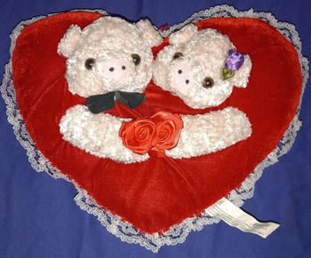 Coussin cœur rouge - Couple cochon -