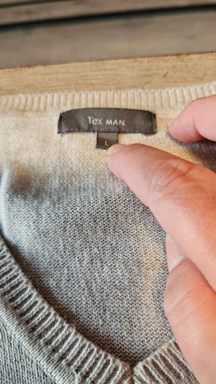 Pull léger à manches longues, pour homme, col V, peu mis, Tex Man,L - photo numéro 4