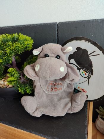 doudou marionnette hippopotame histoire d'ours marron blanc ho1259 poche DD00119