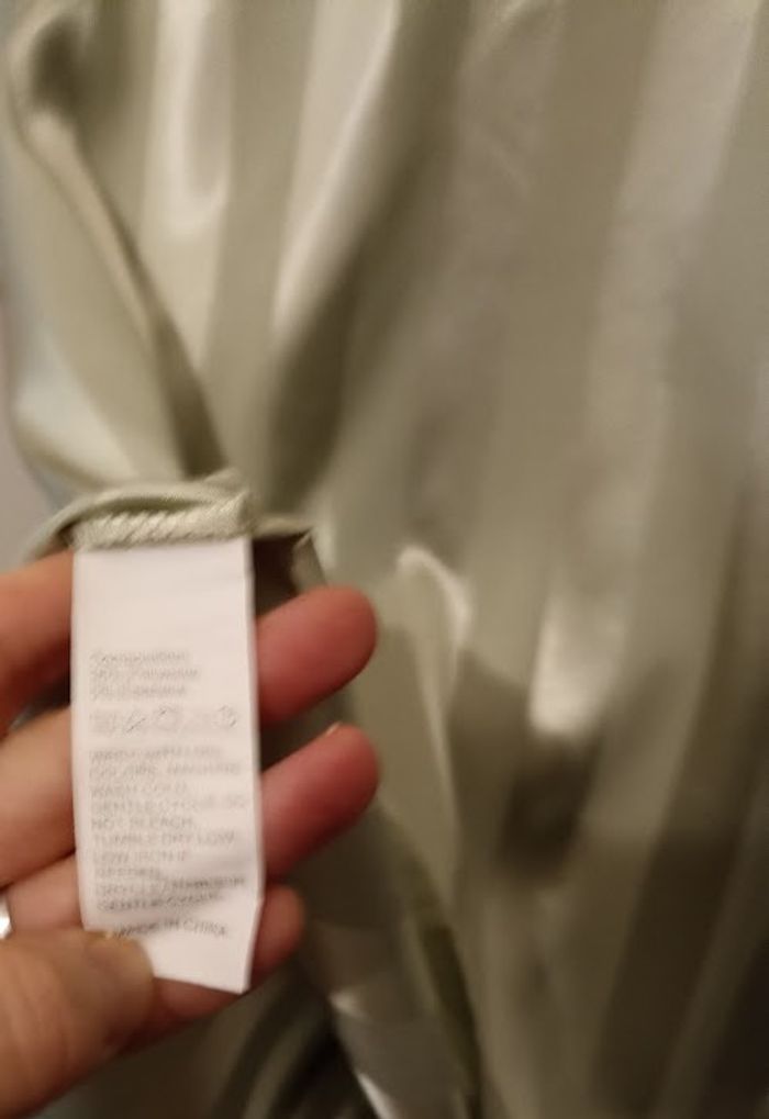 Pyjama Satin Vert Menthe Rayé - Style Loungewear (Taille L, convient M - photo numéro 7