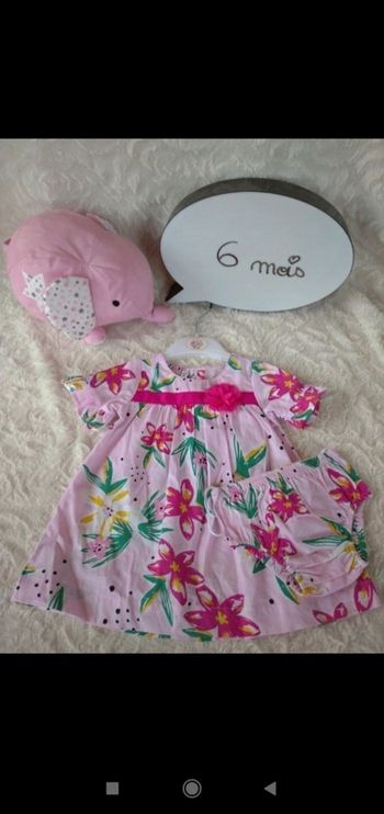 Ensemble été (robe+boomer) Fille 6 mois Fleurs