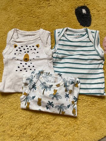 Lot 3 bodys sans manches