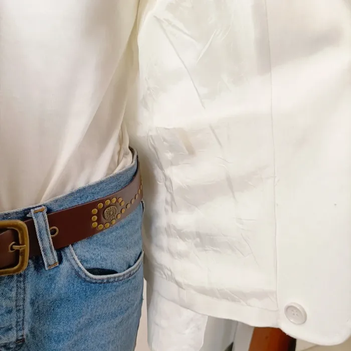 Blazer blanc chic avec doublure imprimée bleu marine – Taille 3 (M) A733 - photo numéro 10