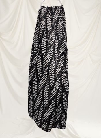 Echarpe mixte imprimé feuille blanc sur fond noir