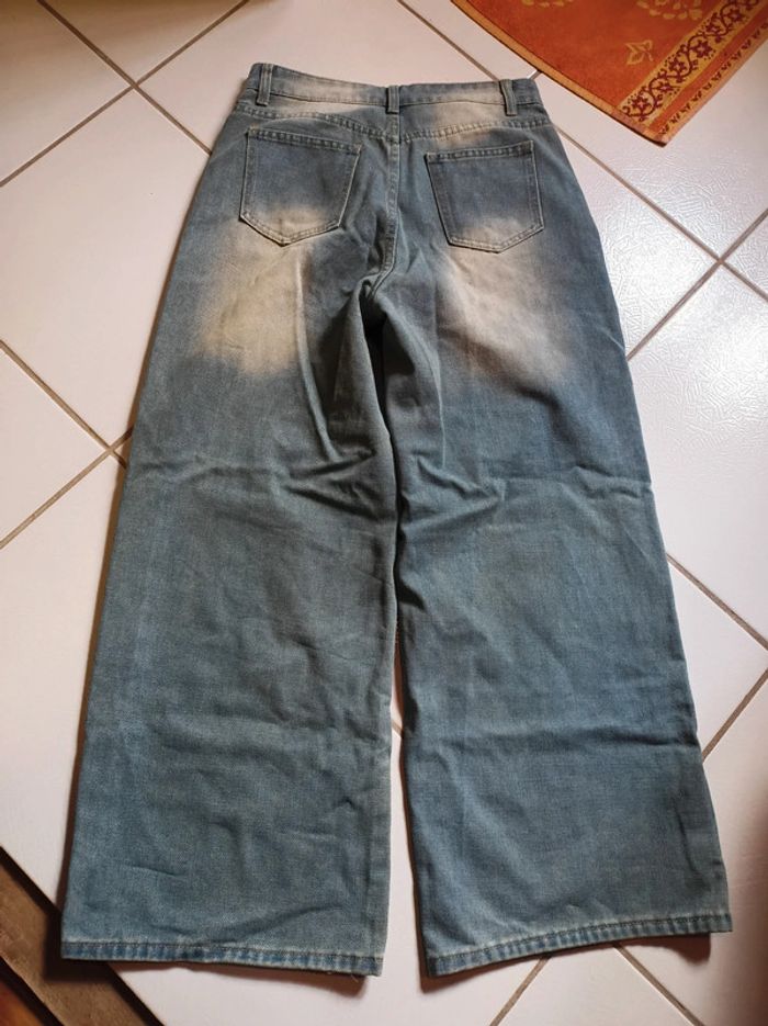 Simili Jeans femme bleu clair jambes larges Dazy - photo numéro 10