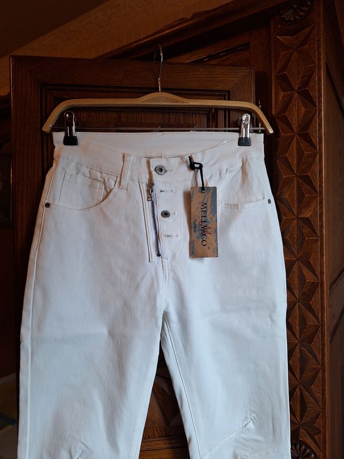 Jeans huile blanc casse Mino du sud taille M neuf - photo numéro 3