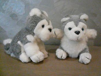 Lot de 2 chiens en peluche