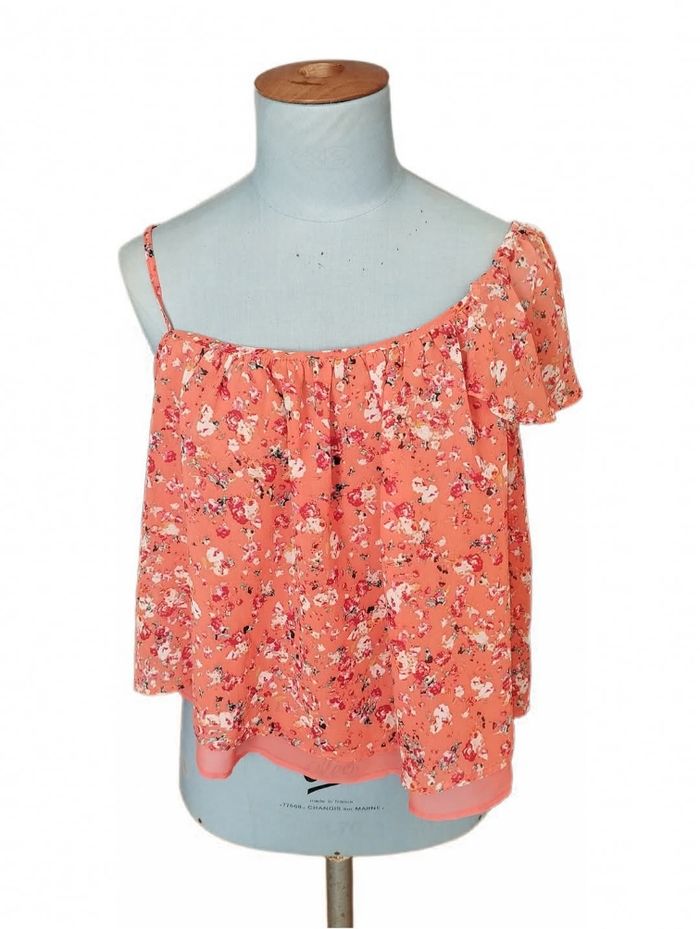 Taille 38 joli haut orange fleuri - photo numéro 2
