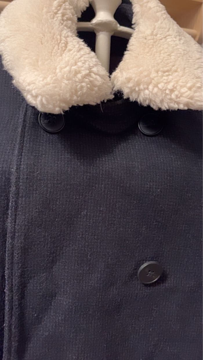 Manteau double boutonnage col amovible