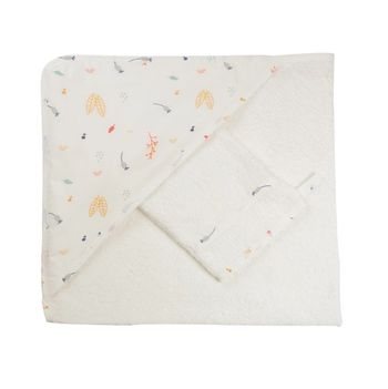 Cape de bain bébé avec gant Motifs Forêt Cache-Cache en Forêt Trois Kilos Sept NEUF
