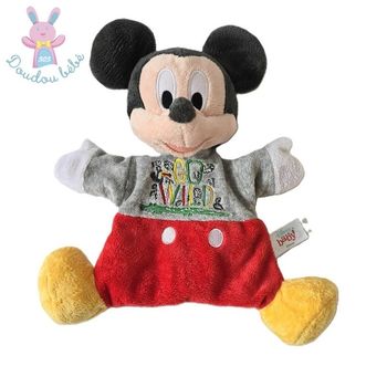 Doudou marionnette Mickey gris rouge "Go wild" Disney