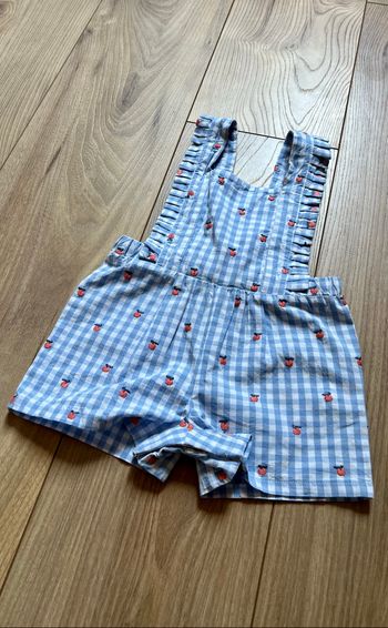 Salopette plumetis avec motif fruits brodés - Bout’chou
