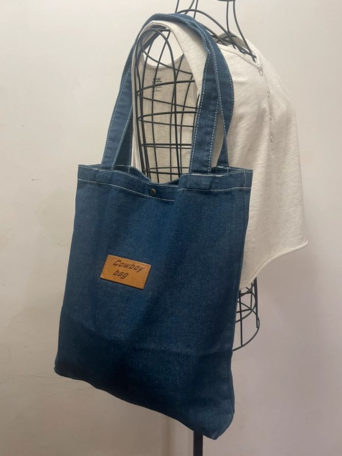 Sac Fourre-Tout Chic en Denim Bleu pour Femme/sac en bandoulière et épaule. - photo numéro 2