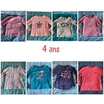 Lot 8 t-shirt manche longue fille taille 4ans 