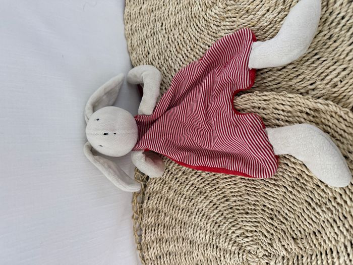 Doudou Lapin Coudemail Gris et rouge - photo numéro 4