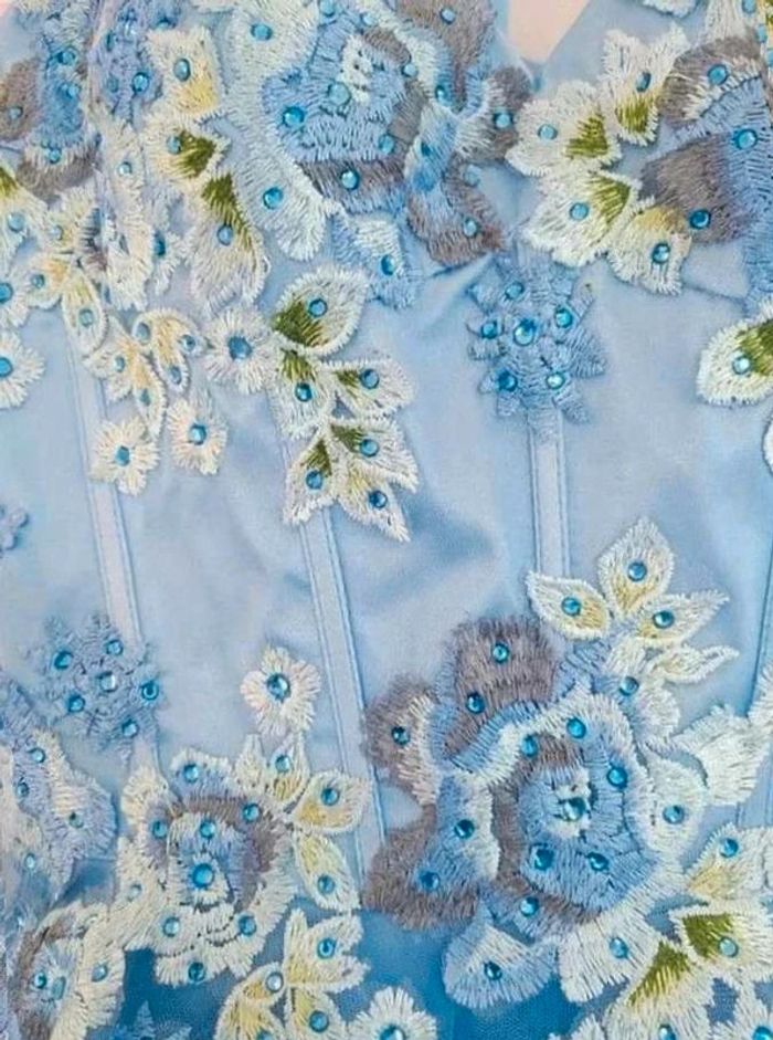 Robe bustier Sylfany - Tulle dentelle satin strass- Bleue - 36 = 34 actuel - Comme Neuve - photo numéro 7
