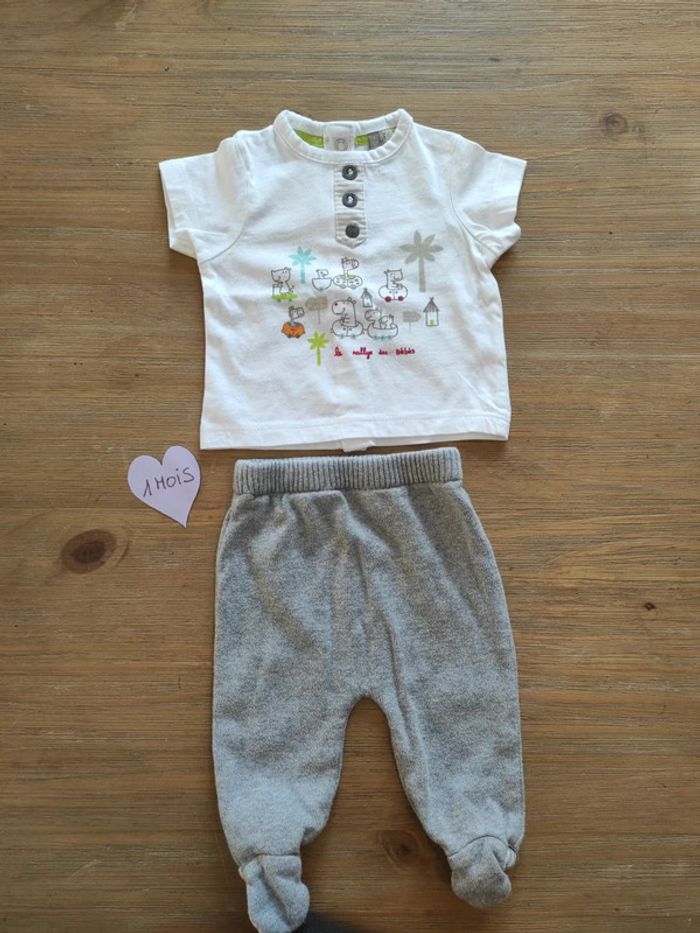 Ensemble jogging et t-shirt animaux mixte 1 mois - photo numéro 2