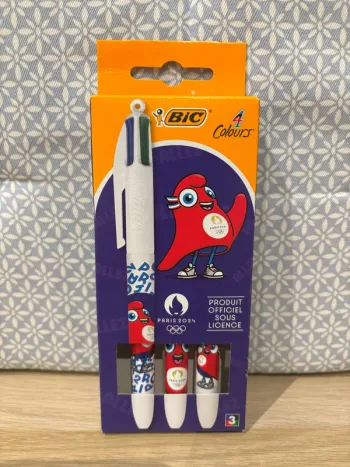 Pack de 3 Stylos Billes 4 Couleurs "La Phryge Olympique" JO Paris 2024