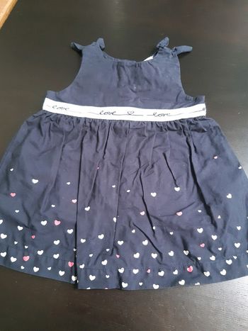Robe ete bleu marine love cœur bebe fille 3 mois