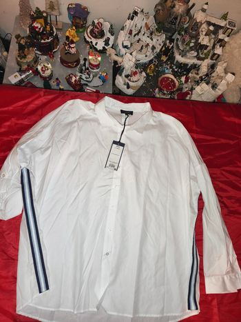 Chemise tunique blanche motif bandes Caroll L