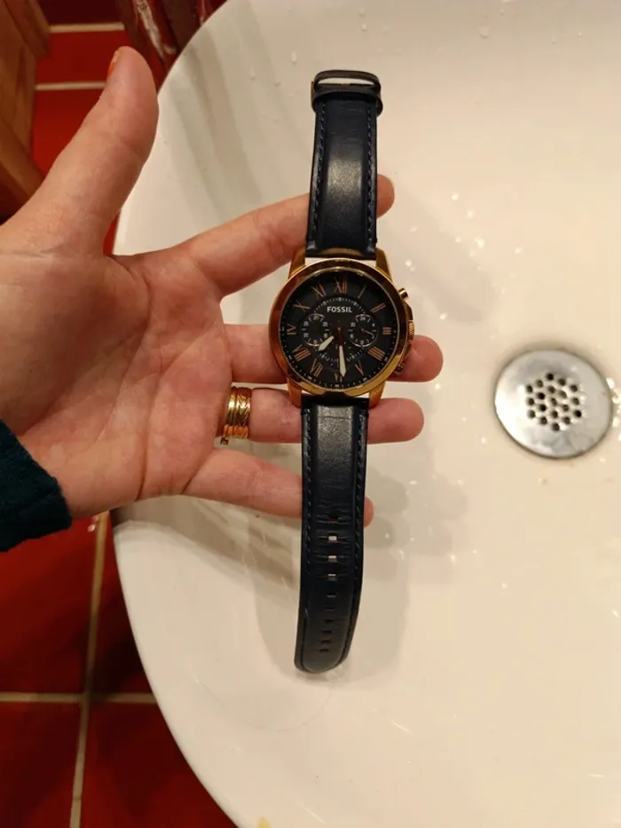Montre Grant chronographe en cuir Bleu - photo numéro 3