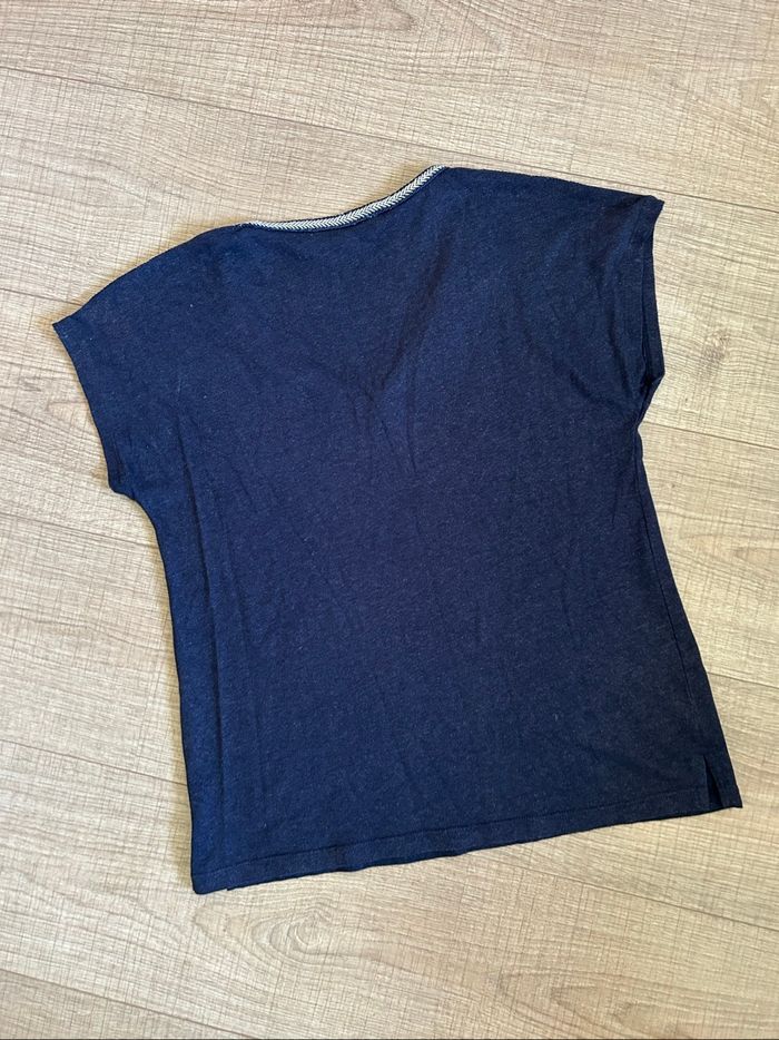 Blouse bleue marine à manches courtes Morgan taille M TBE - photo numéro 8