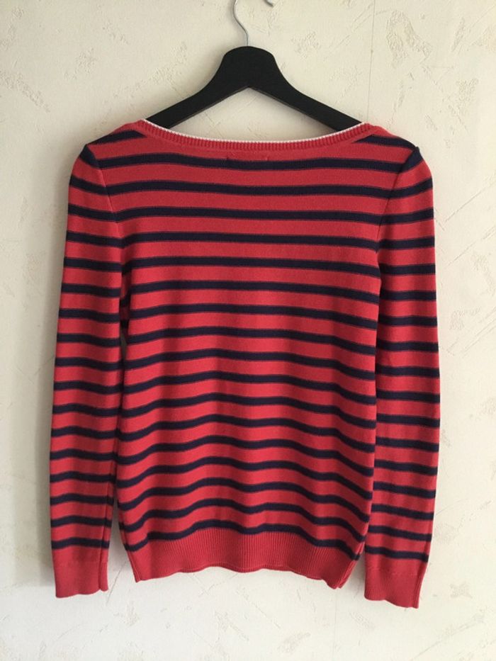 Pull Tommy Hilfiger rayé rouge et marine taille XS 053 - photo numéro 2
