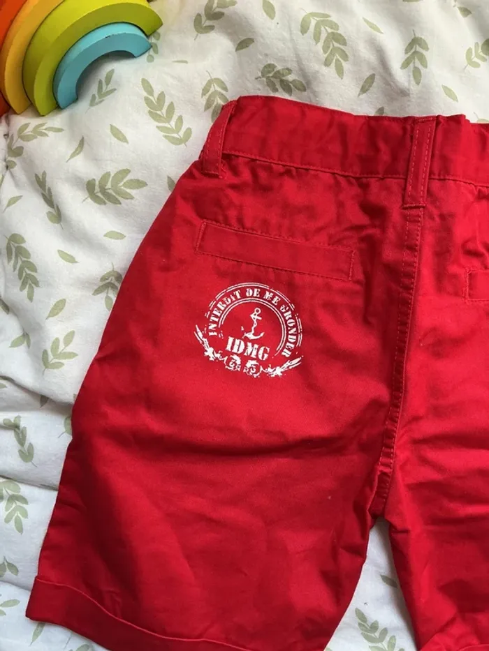 short rouge interdit de me gronder taille réglable 2 ans - photo numéro 7