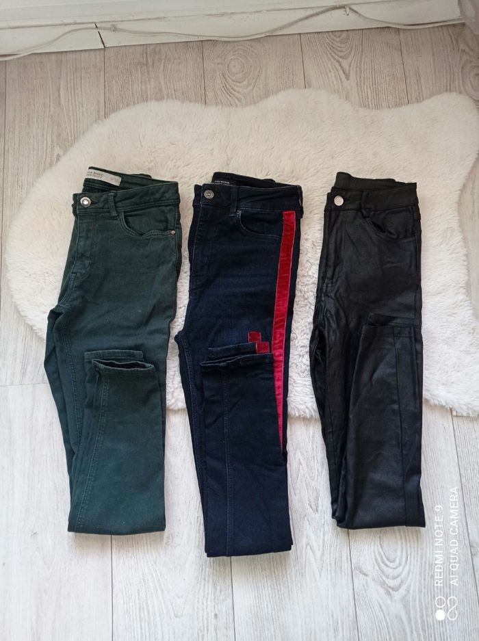 Lot jean slim Zara vert et marine taille S+ un noir offert