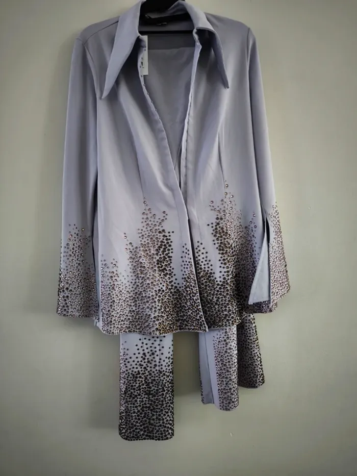 Ensemble setre en crêpe extensible orné de cristaux taille S neuf