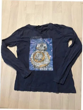 T-shirt star wars bleu marine 10 ans manches longue motif craquelé