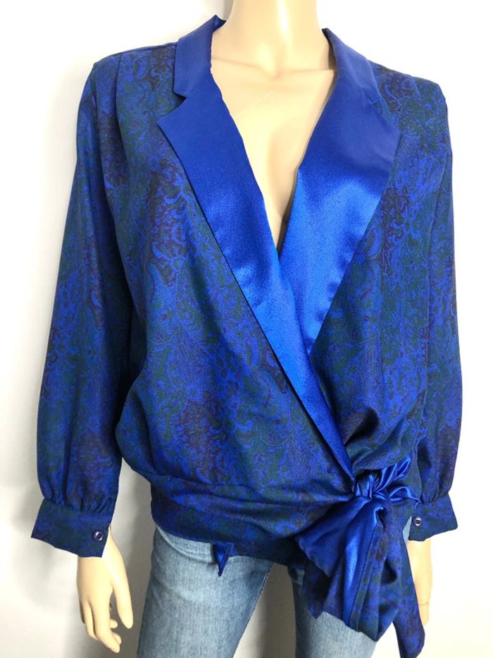 Magnifique blouse vintage satinée style cache coeur taille 42/44 ou autre voir mesures - photo numéro 7