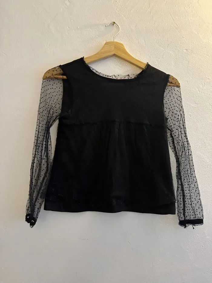 Haut manches transparente 7/8 ans noir