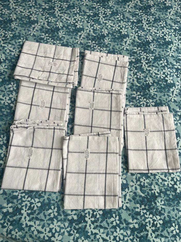 Lot de 7 torchons de cuisine à carreaux