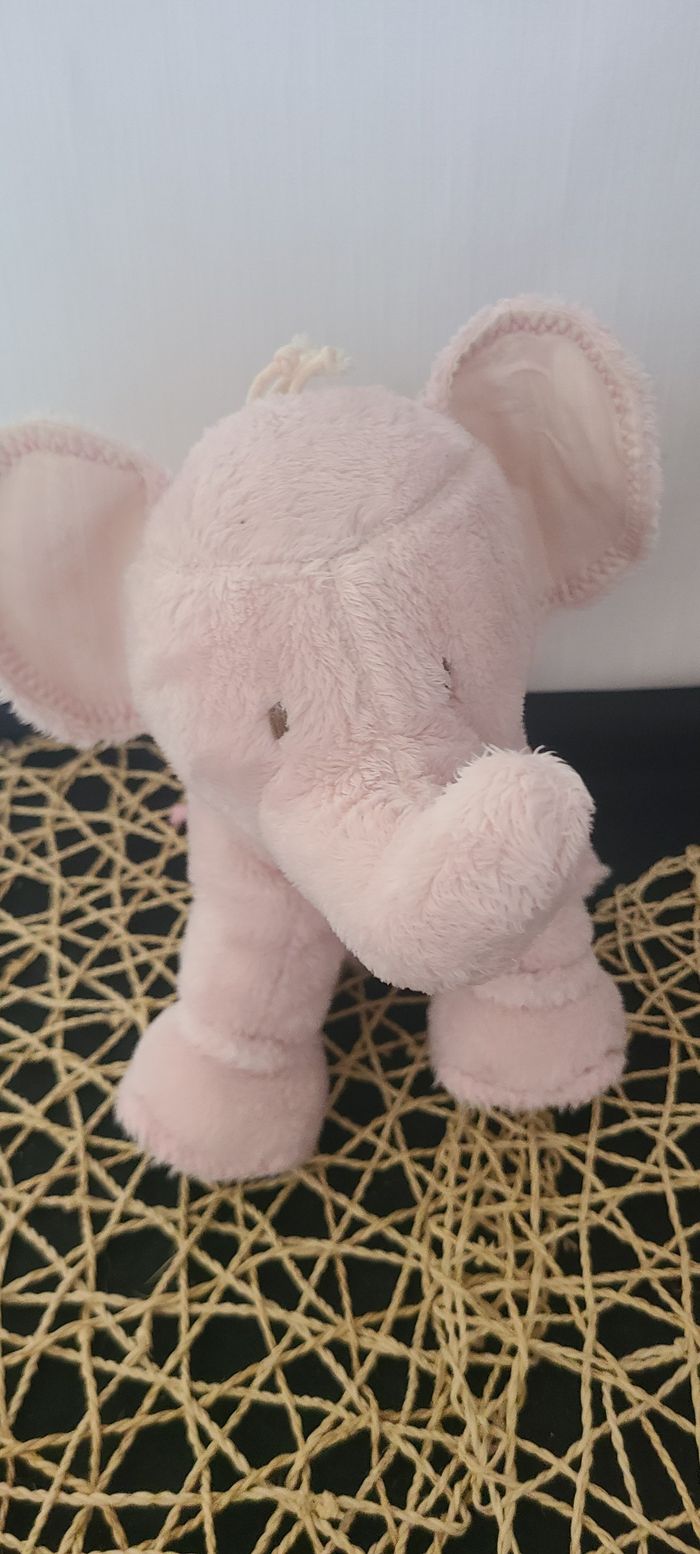 Ferdinand l'éléphant 25 cm rose pâle tartine et chocolat