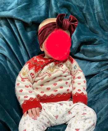 Pull de Noël vertbaudet bébé rennes cœurs mixte