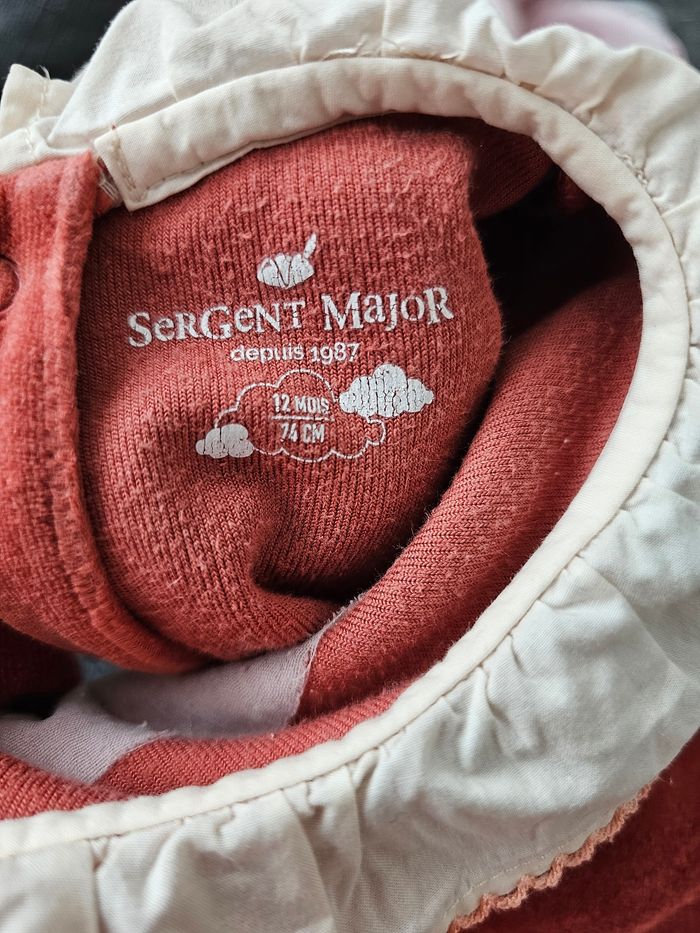 Grenouillère bébé 12 mois rose terracotta à motifs – manches longues - photo numéro 8