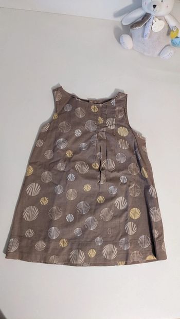 Robe Marron Taupe à pois Obaïbi 12 Mois