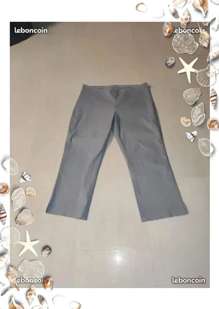 Pantacourt rayé à carreaux (vichy) bleu et blanc taille 42