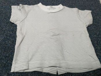 T-shirt MC rayé blanc et gris 6M