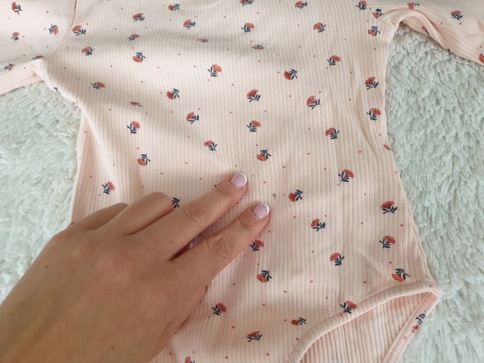 Body côtelé rose motif petites fleurs - 3A - TAO - photo numéro 9