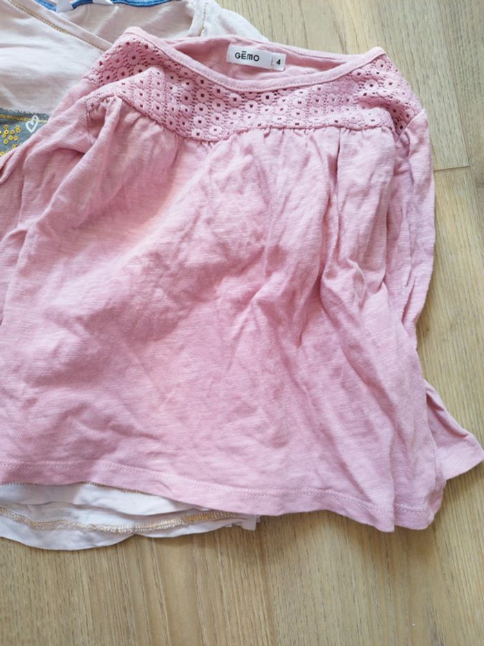 Lot de trois t-shirt manches longues fille 4 ans rose - photo numéro 2