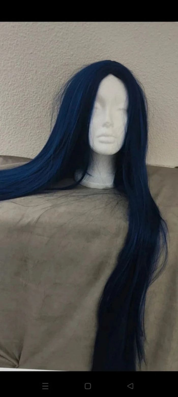 🎀 Promo 🎀 Perruque Naturelle Bleu Émeraude 1MÈTRE 🎀 - photo numéro 4