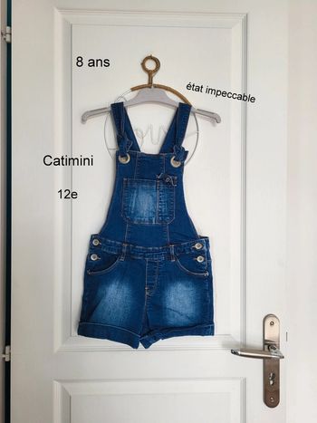 Salopette short jean Catimini 8 ans état neuf